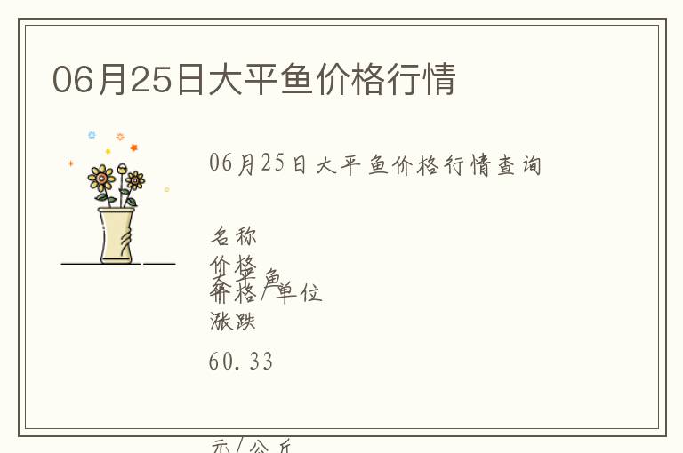 06月25日大平魚價(jià)格行情