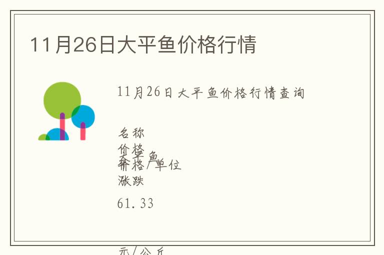 11月26日大平魚價格行情