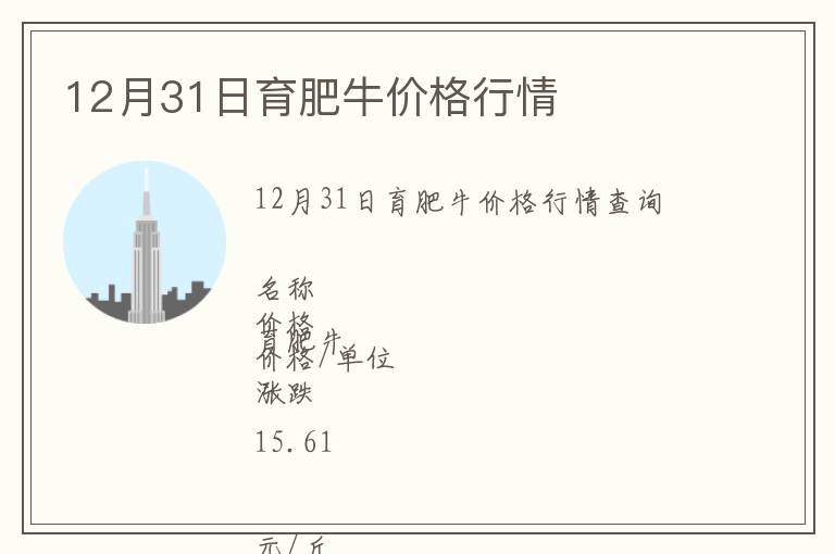 12月31日育肥牛價(jià)格行情