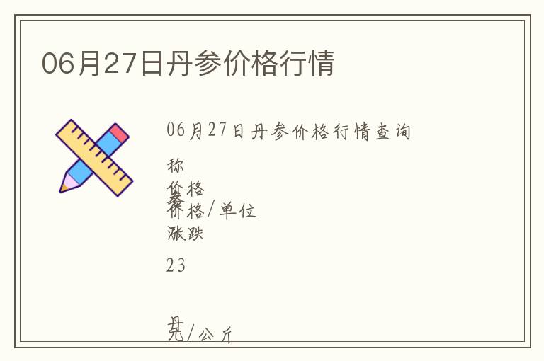 06月27日丹參價(jià)格行情