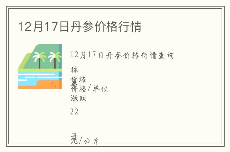12月17日丹參價格行情