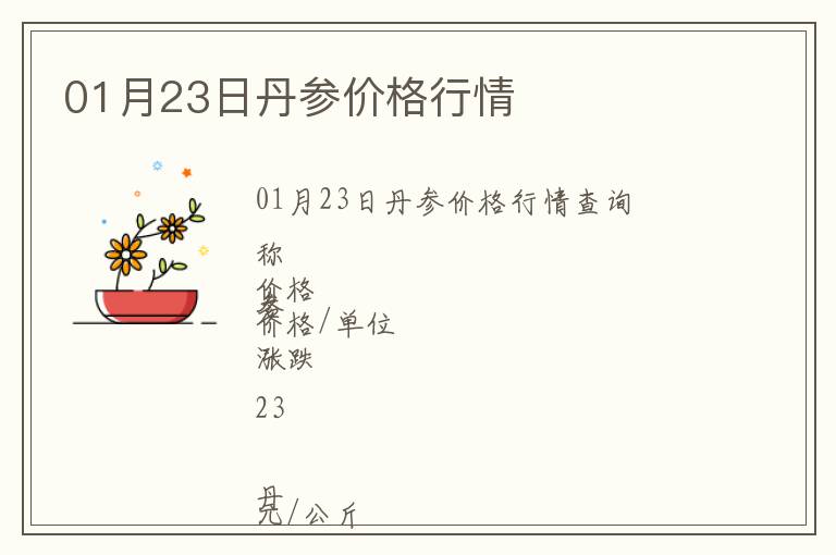 01月23日丹參價(jià)格行情