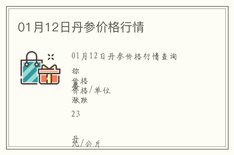 01月12日丹參價(jià)格行情