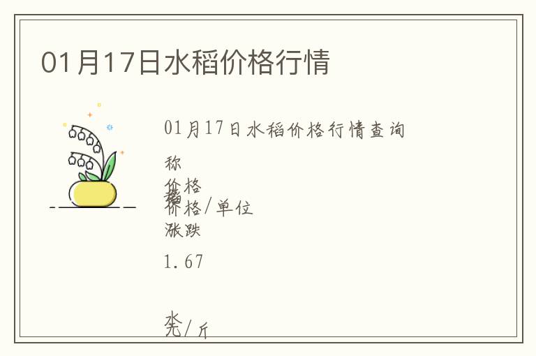 01月17日水稻價(jià)格行情
