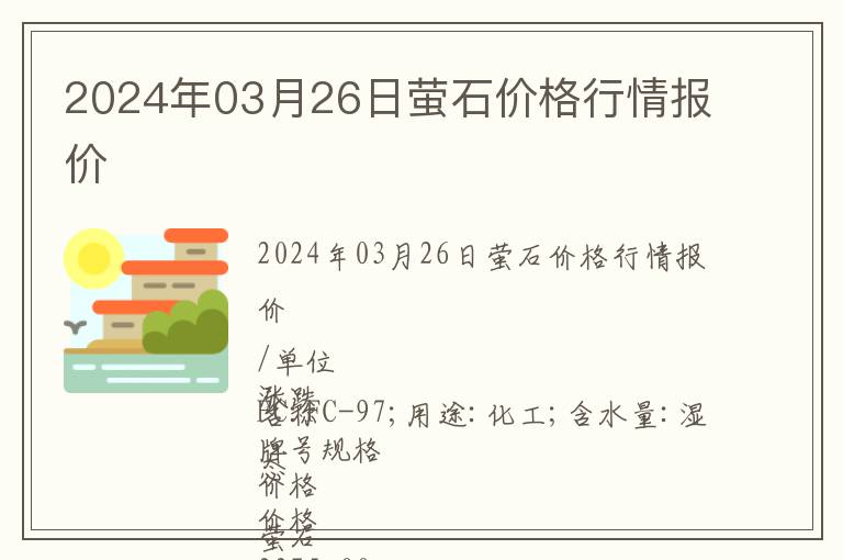 2024年03月26日螢石價格行情報價