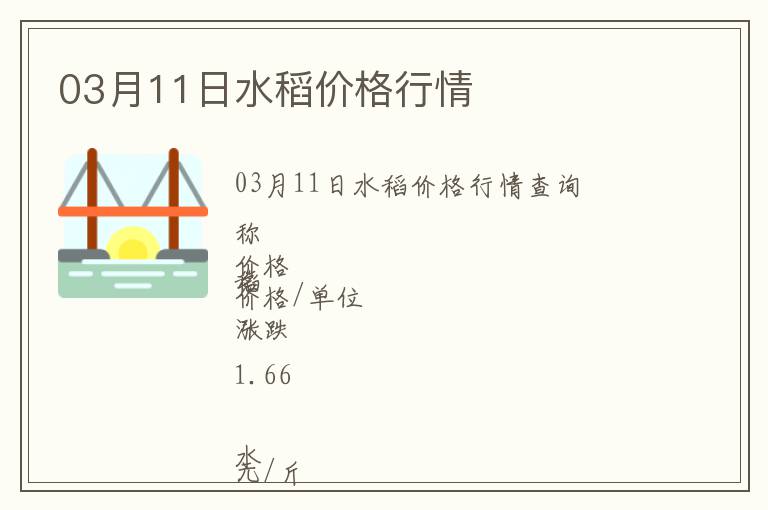 03月11日水稻價(jià)格行情