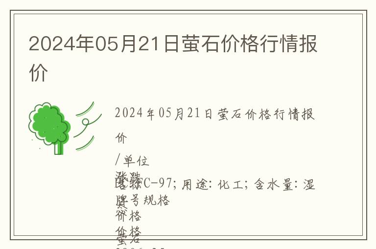 2024年05月21日螢石價(jià)格行情報(bào)價(jià)