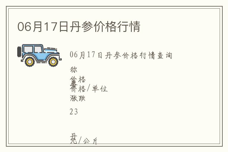 06月17日丹參價格行情