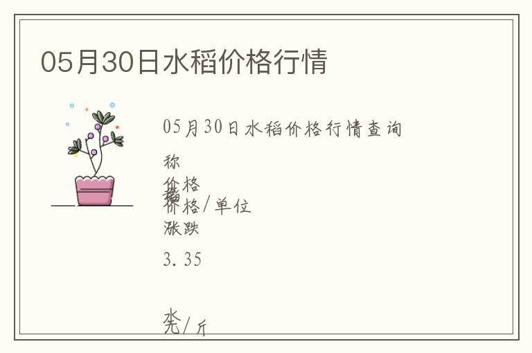 05月30日水稻價格行情