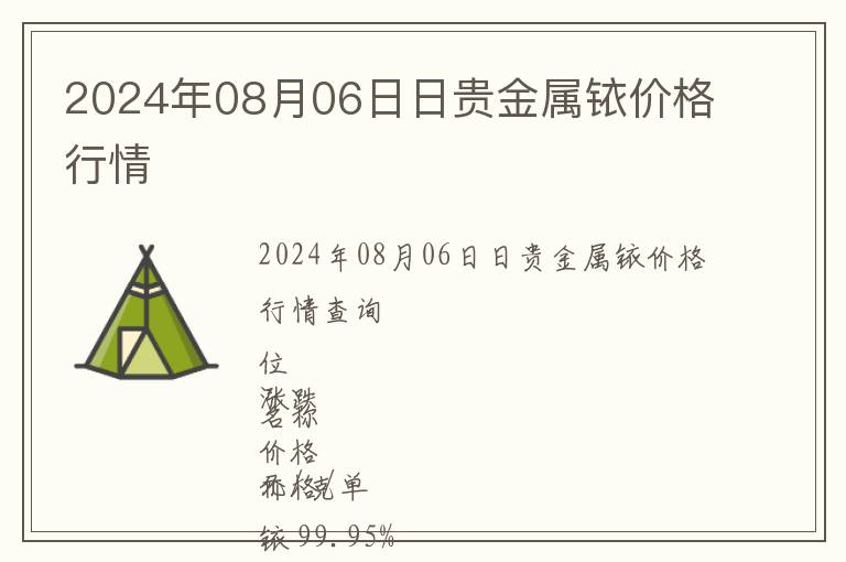 2024年08月06日日貴金屬銥價(jià)格行情