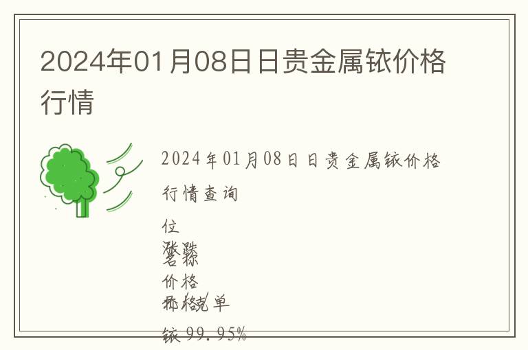 2024年01月08日日貴金屬銥價(jià)格行情