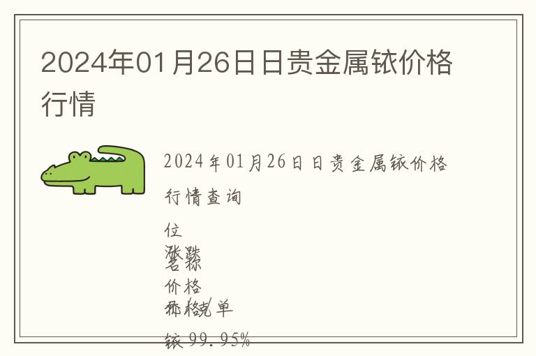 2024年01月26日日貴金屬銥價格行情