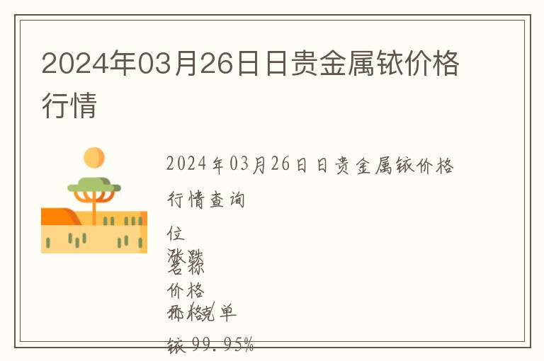 2024年03月26日日貴金屬銥價格行情