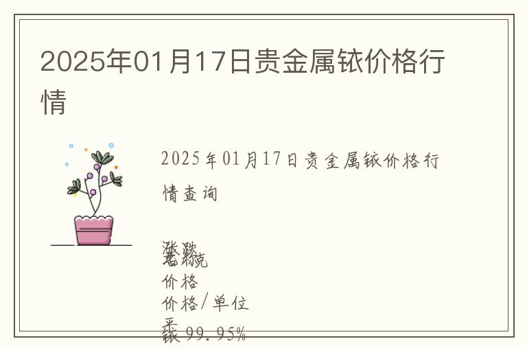 2025年01月17日貴金屬銥價格行情