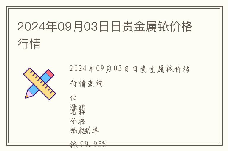 2024年09月03日日貴金屬銥價格行情