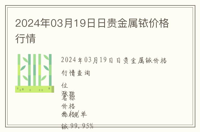 2024年03月19日日貴金屬銥價格行情