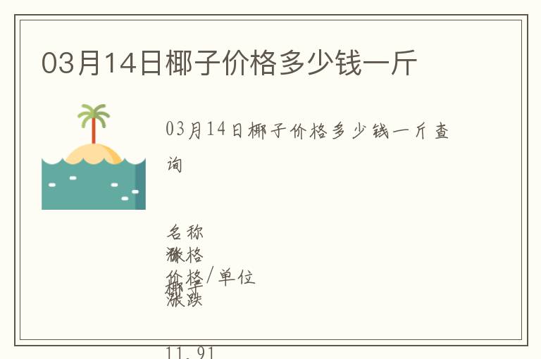 03月14日椰子價格多少錢一斤