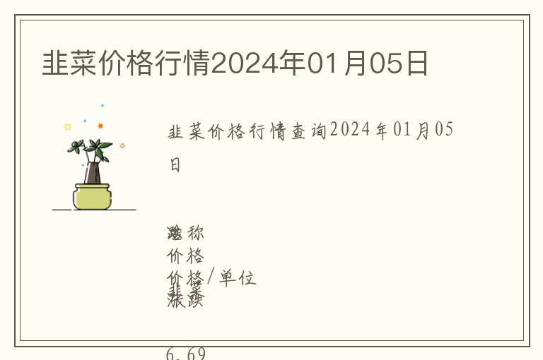 韭菜價(jià)格行情2024年01月05日