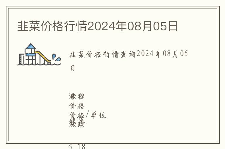 韭菜價(jià)格行情2024年08月05日