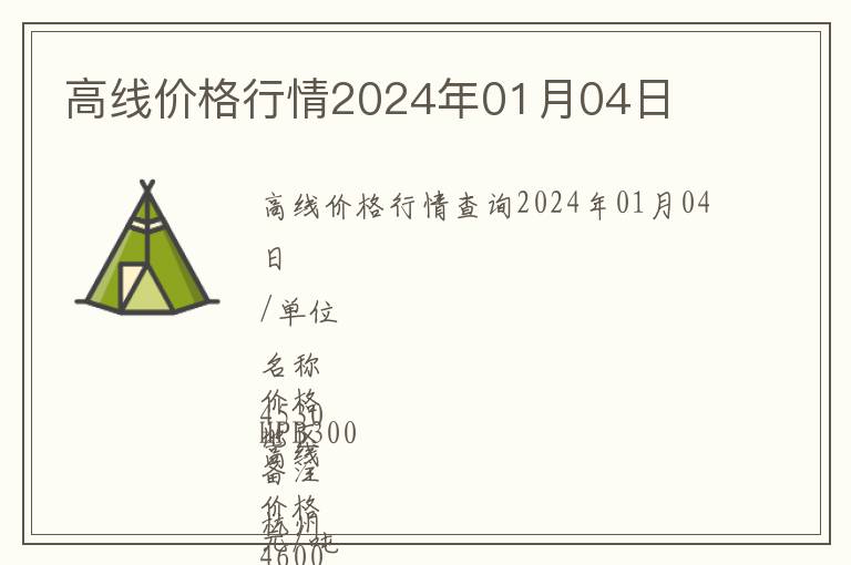 高線價格行情2024年01月04日