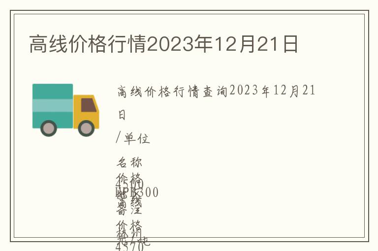高線價格行情2023年12月21日