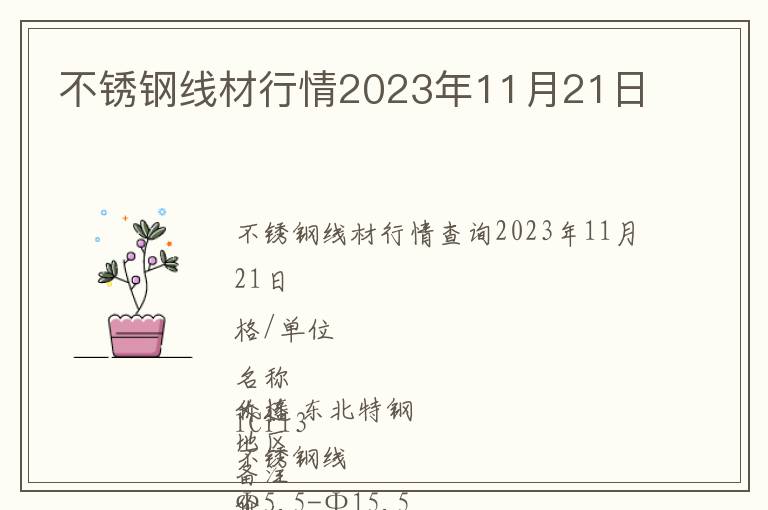 不銹鋼線材行情2023年11月21日