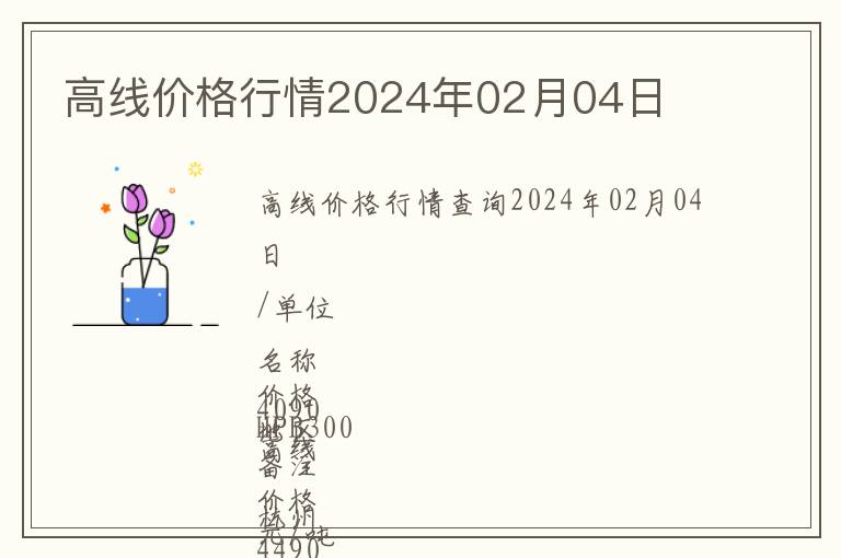 高線價格行情2024年02月04日