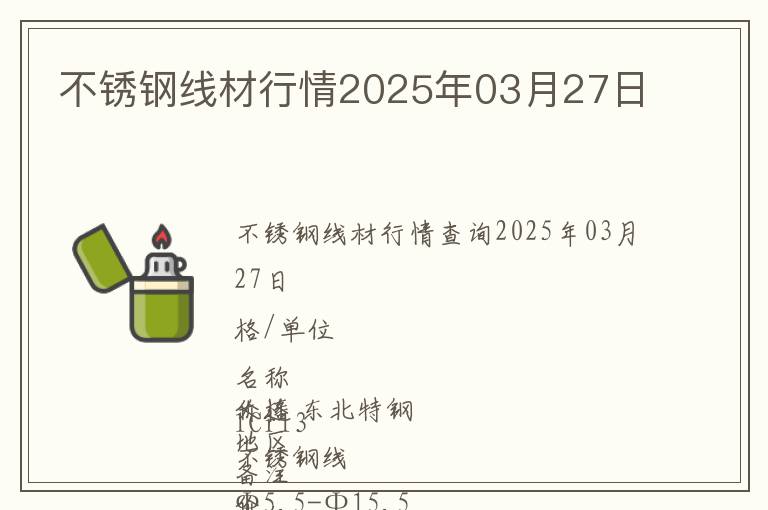 不銹鋼線材行情2025年03月27日