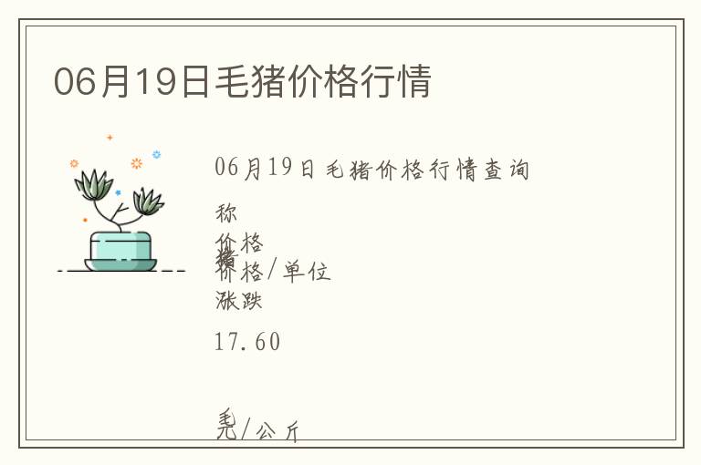06月19日毛豬價格行情