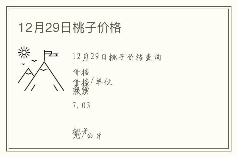 12月29日桃子價(jià)格