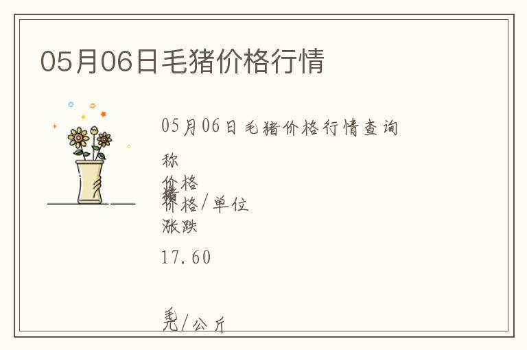 05月06日毛豬價格行情