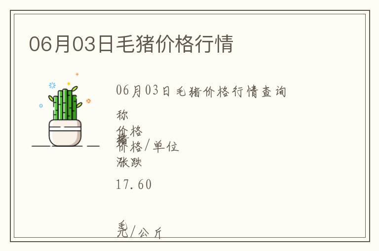 06月03日毛豬價格行情