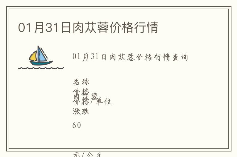 01月31日肉蓯蓉價格行情