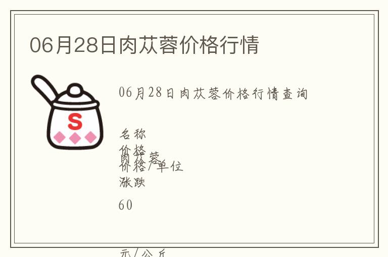 06月28日肉蓯蓉價(jià)格行情