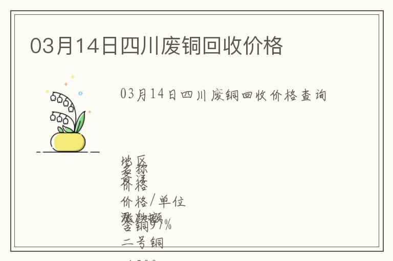 03月14日四川廢銅回收價(jià)格