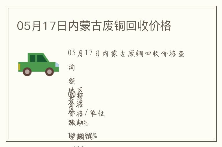 05月17日內蒙古廢銅回收價格