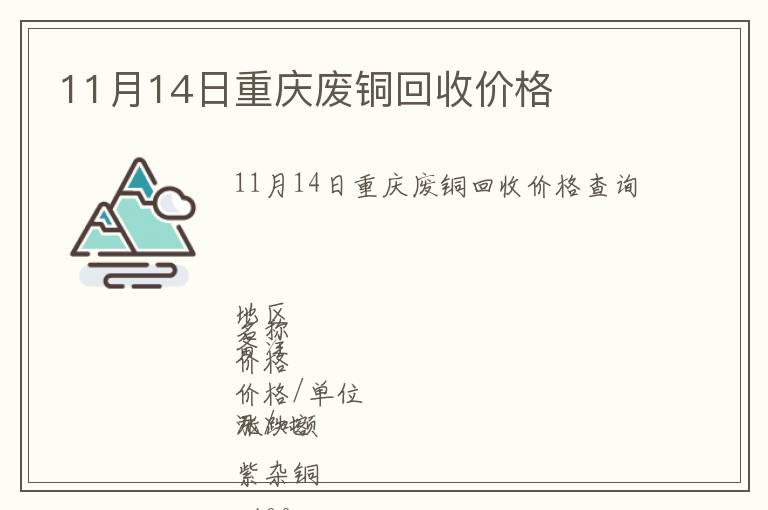 11月14日重慶廢銅回收價(jià)格