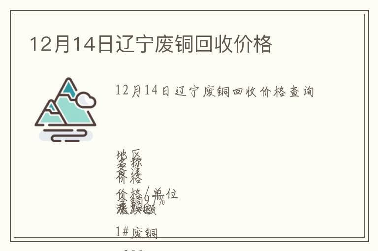 12月14日遼寧廢銅回收價格