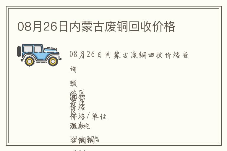 08月26日內蒙古廢銅回收價格