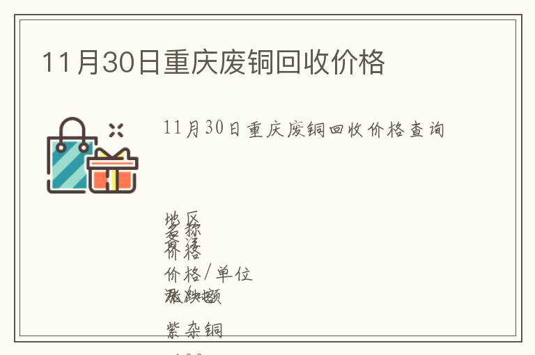 11月30日重慶廢銅回收價格