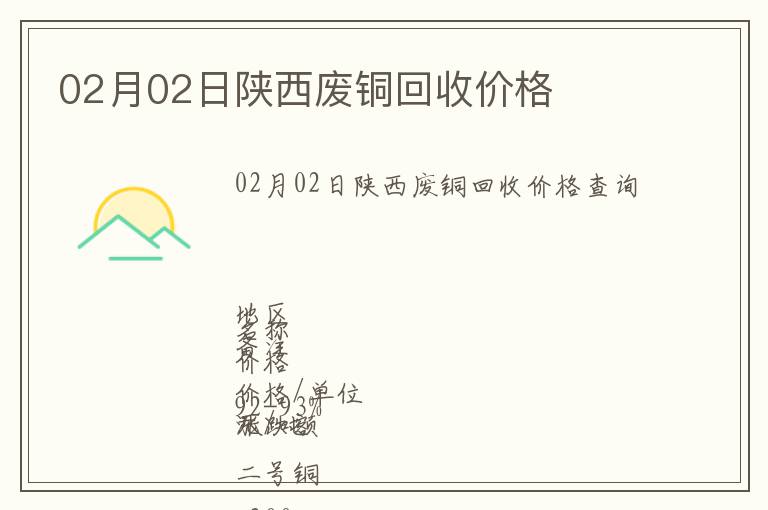 02月02日陜西廢銅回收價(jià)格