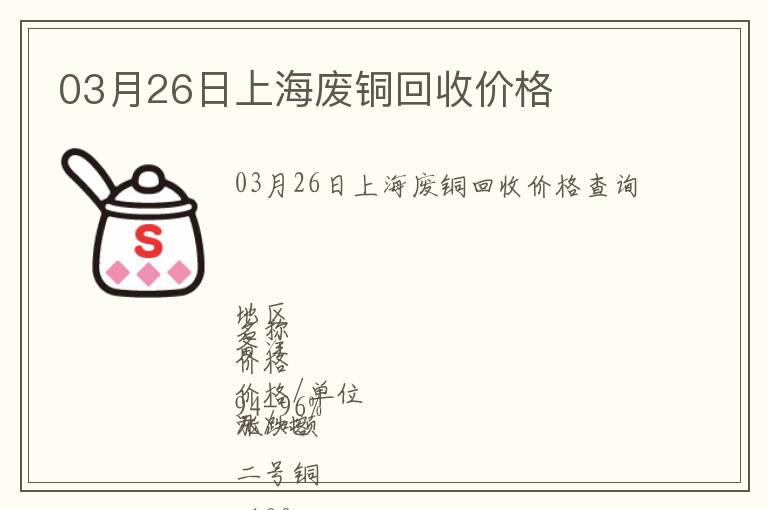 03月26日上海廢銅回收價格