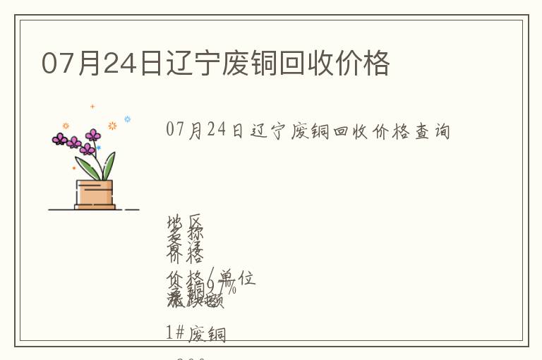 07月24日遼寧廢銅回收價格