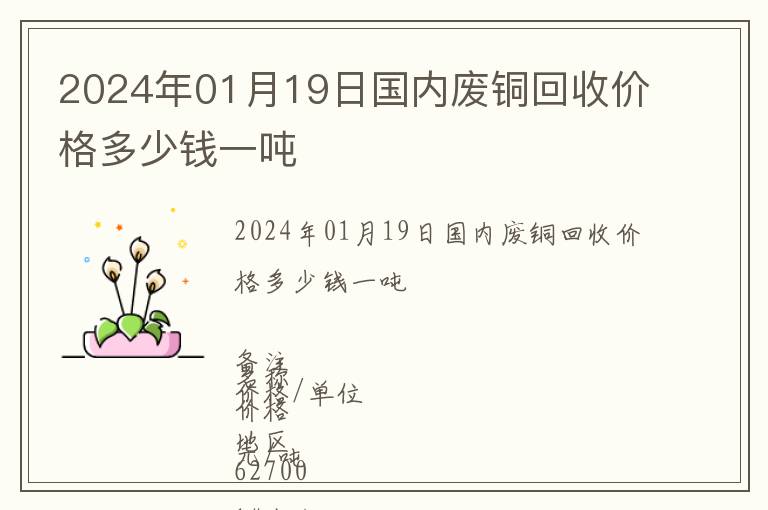 2024年01月19日國內廢銅回收價格多少錢一噸