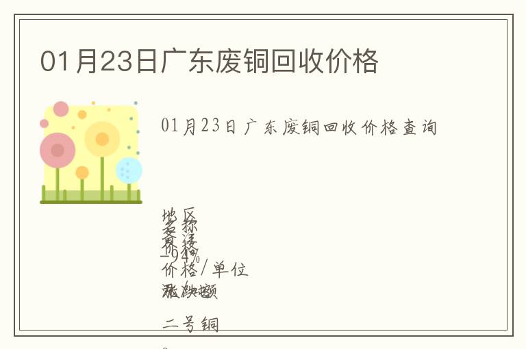 01月23日廣東廢銅回收價(jià)格