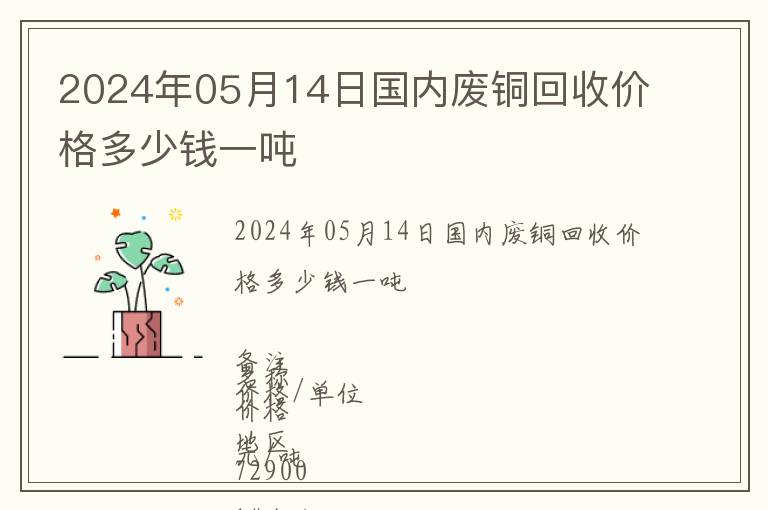 2024年05月14日國內(nèi)廢銅回收價格多少錢一噸