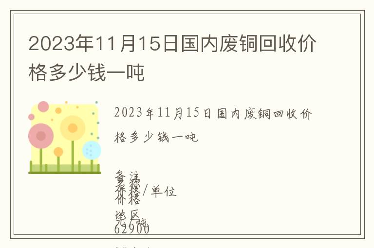 2023年11月15日國內(nèi)廢銅回收價(jià)格多少錢一噸