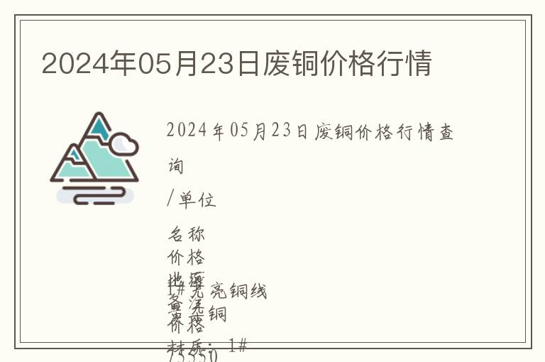 2024年05月23日廢銅價(jià)格行情