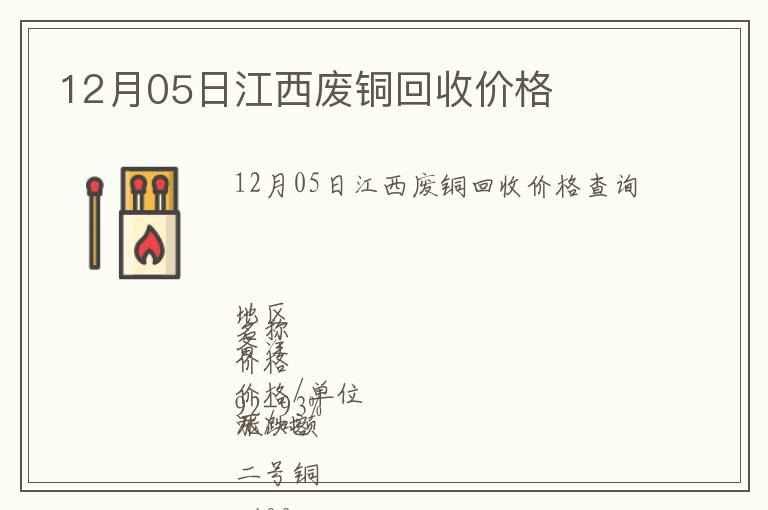12月05日江西廢銅回收價(jià)格