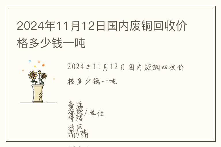 2024年11月12日國內廢銅回收價格多少錢一噸